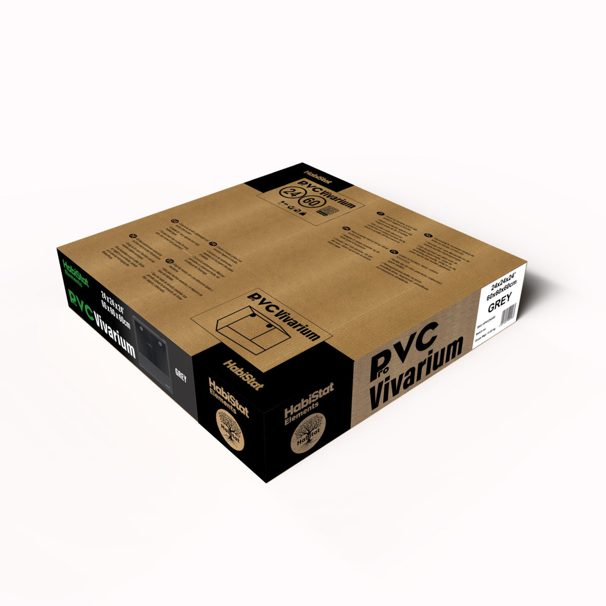 Grey HabiStat ProVC 60x60x60cm PVC vivarium retail packaging