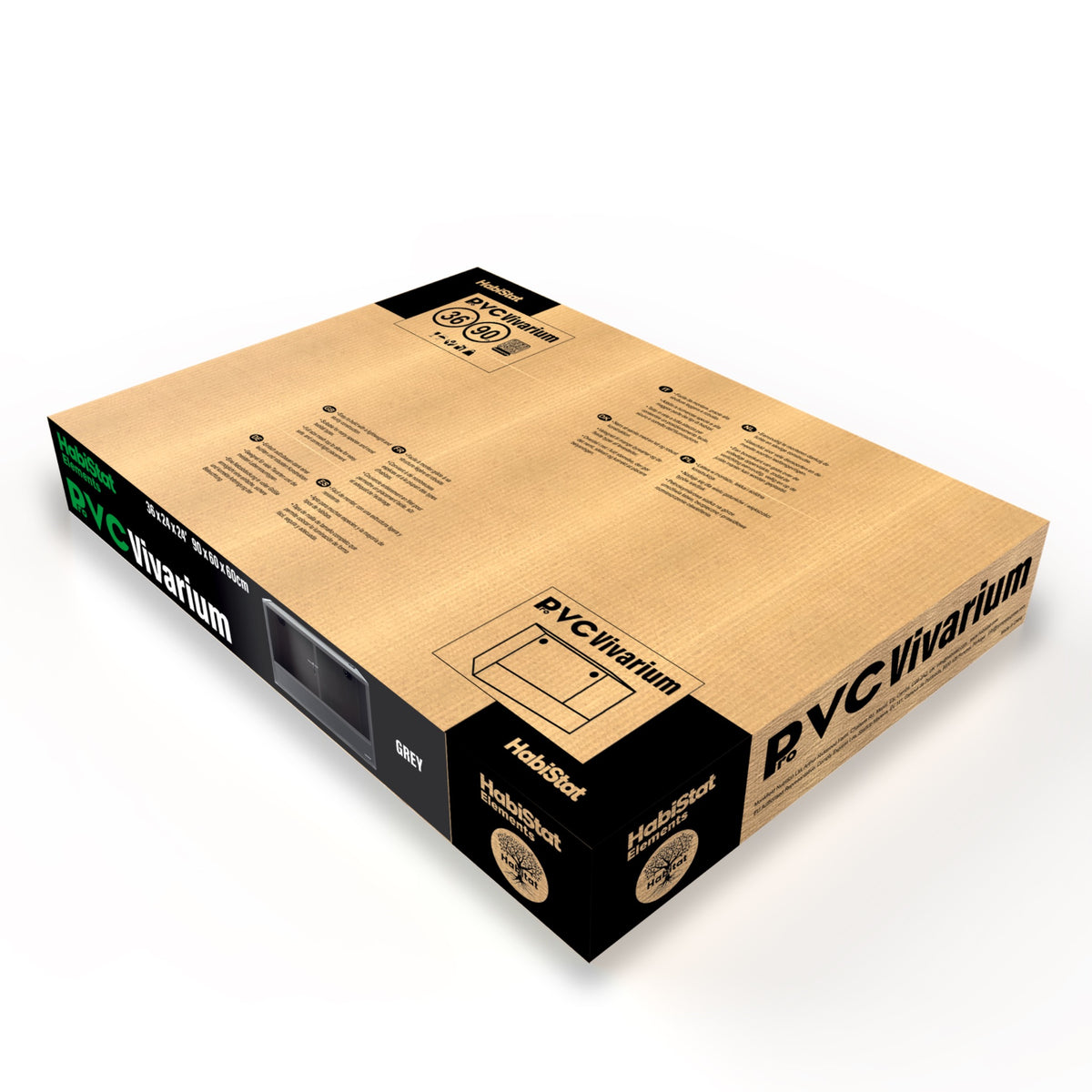 Grey HabiStat ProVC 90x60x60cm PVC vivarium retail packaging