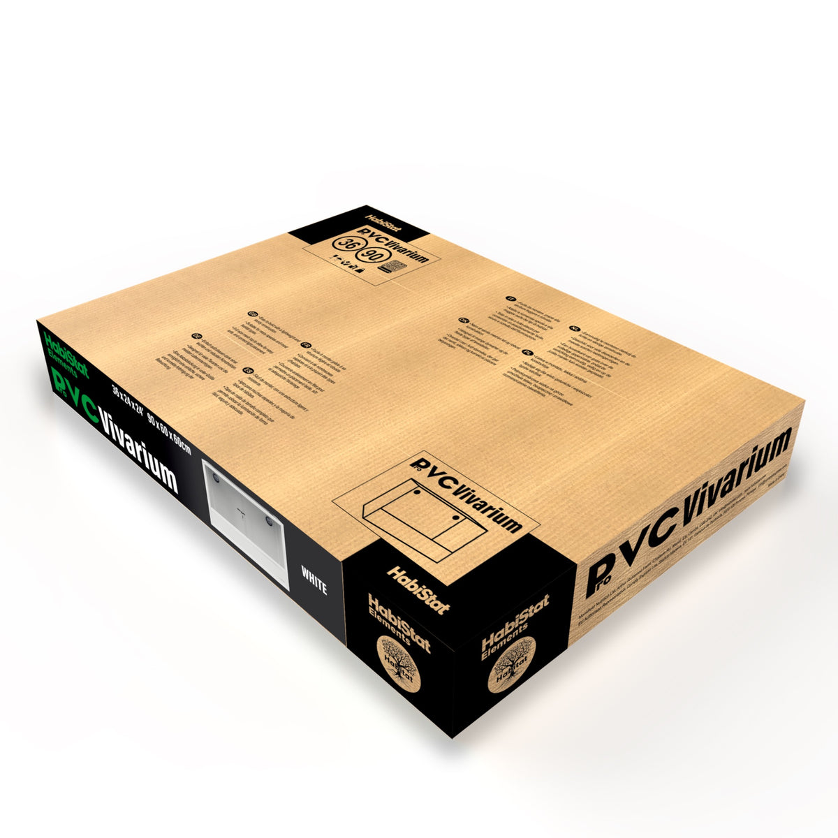 White HabiStat ProVC 90x60x60cm PVC vivarium retail packaging