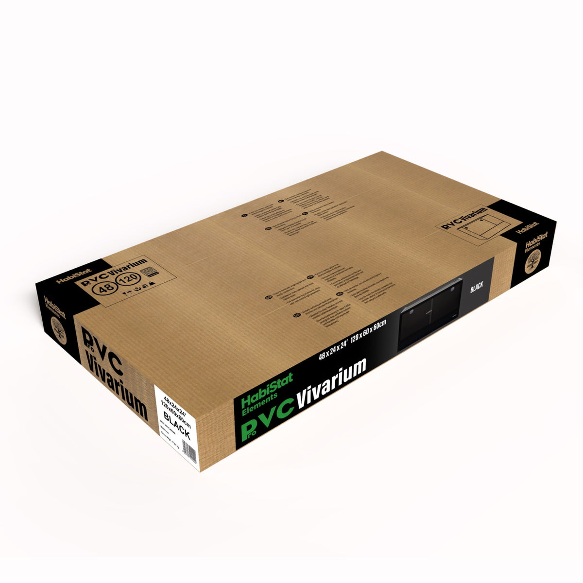 Black HabiStat ProVC 120x60x60cm PVC vivarium retail packaging