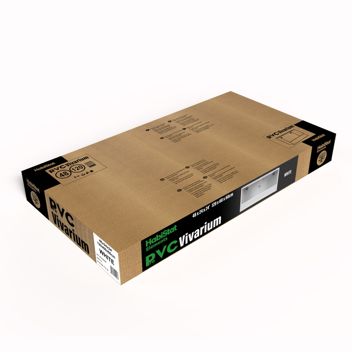 White HabiStat ProVC 120x60x60cm PVC vivarium retail packaging