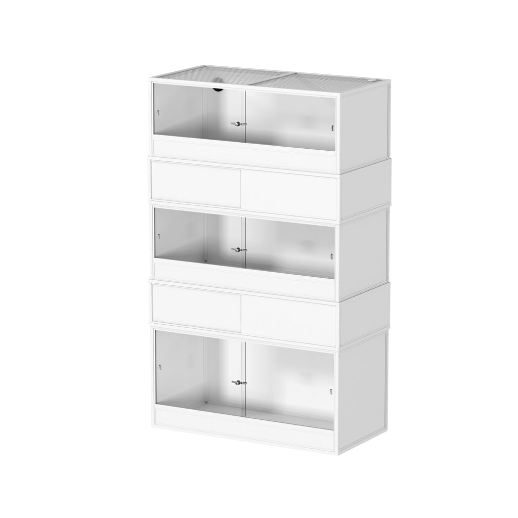 White HabiStat ProVC 120cm three-vivarium stack