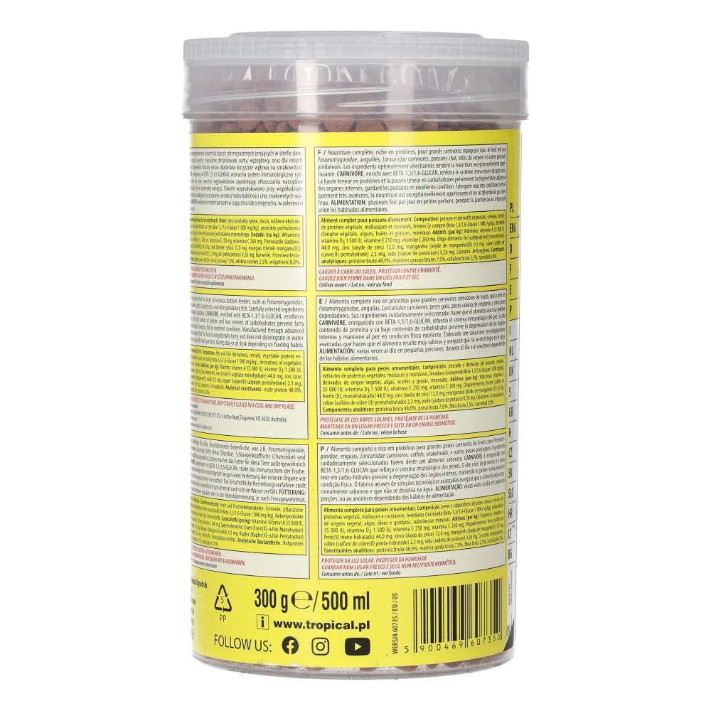 Tropical Carnivore fish food product information