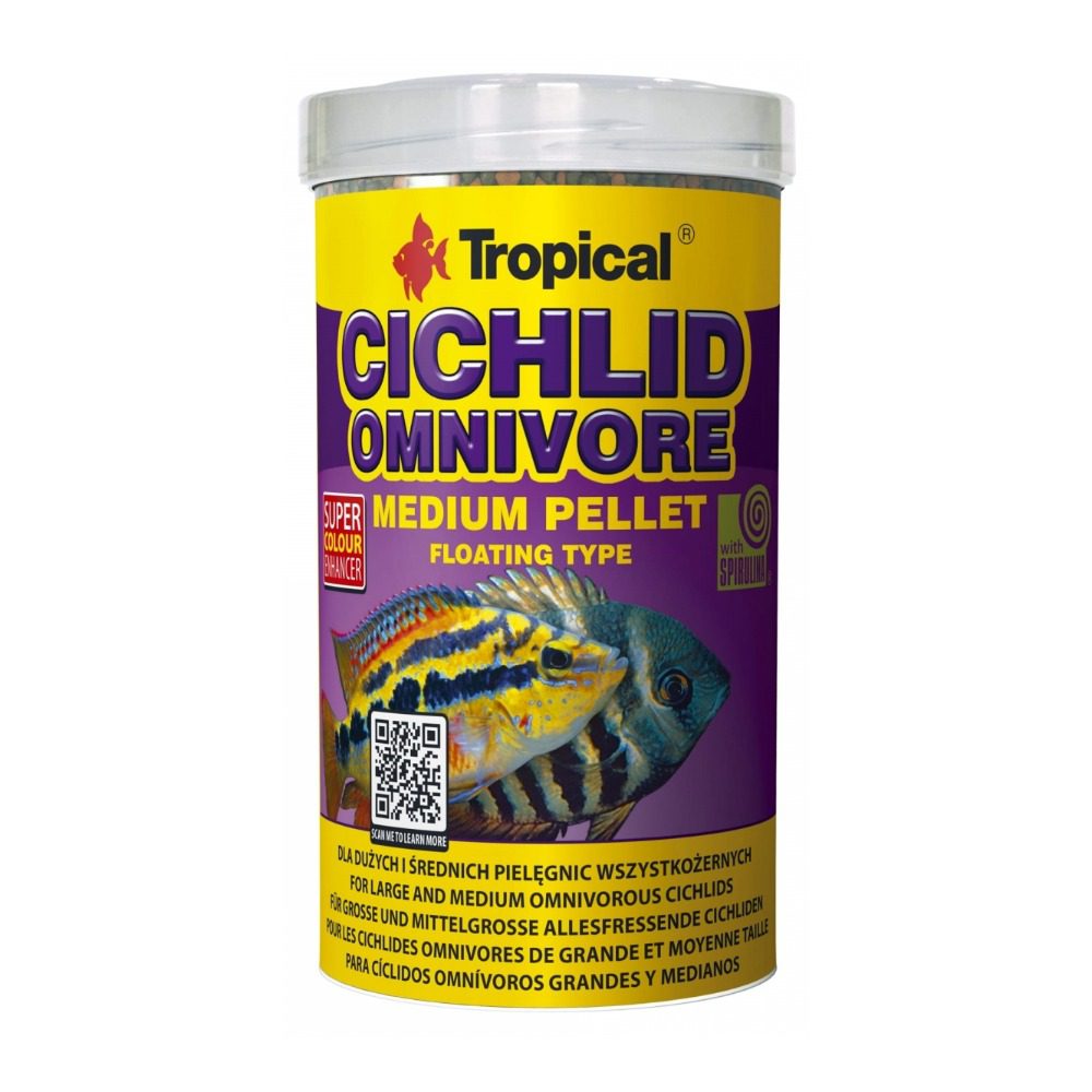 Tropical Cichlid Omnivore Medium Pellet packaging
