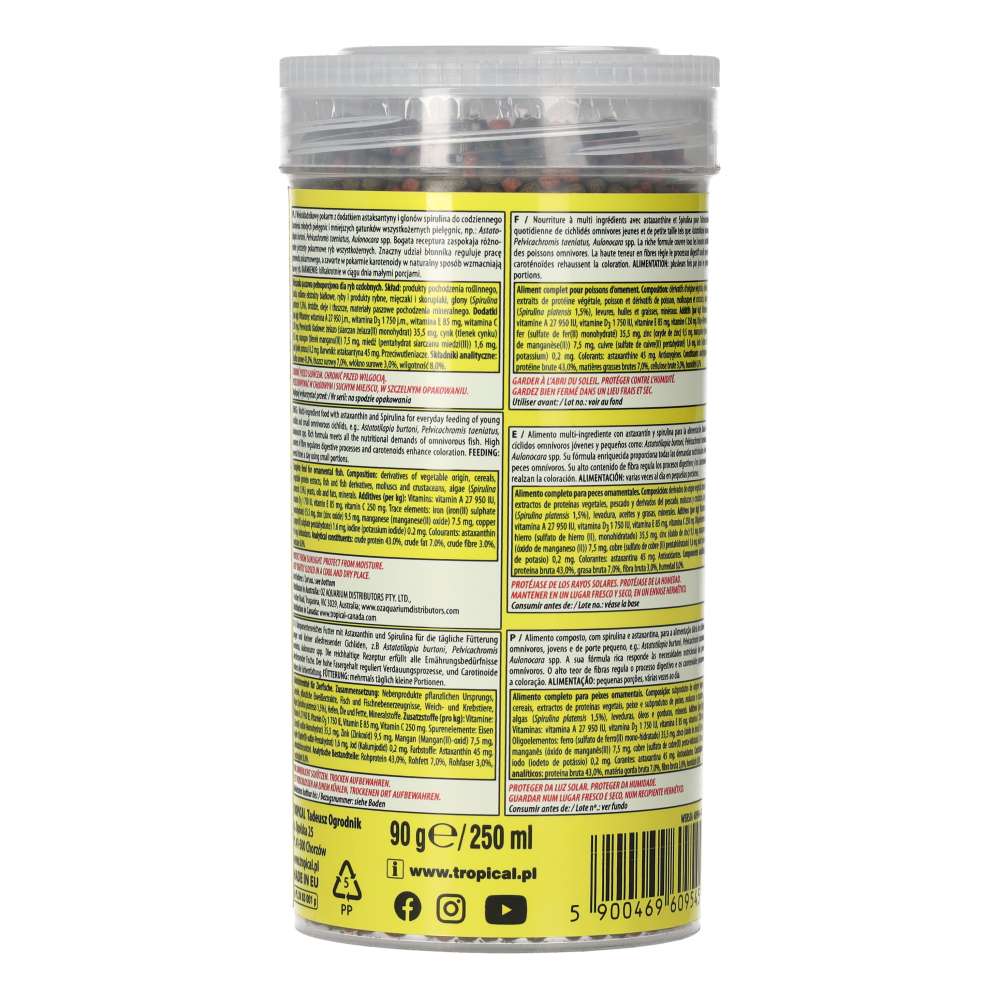 Tropical Cichlid Omnivore Small Pellet product information