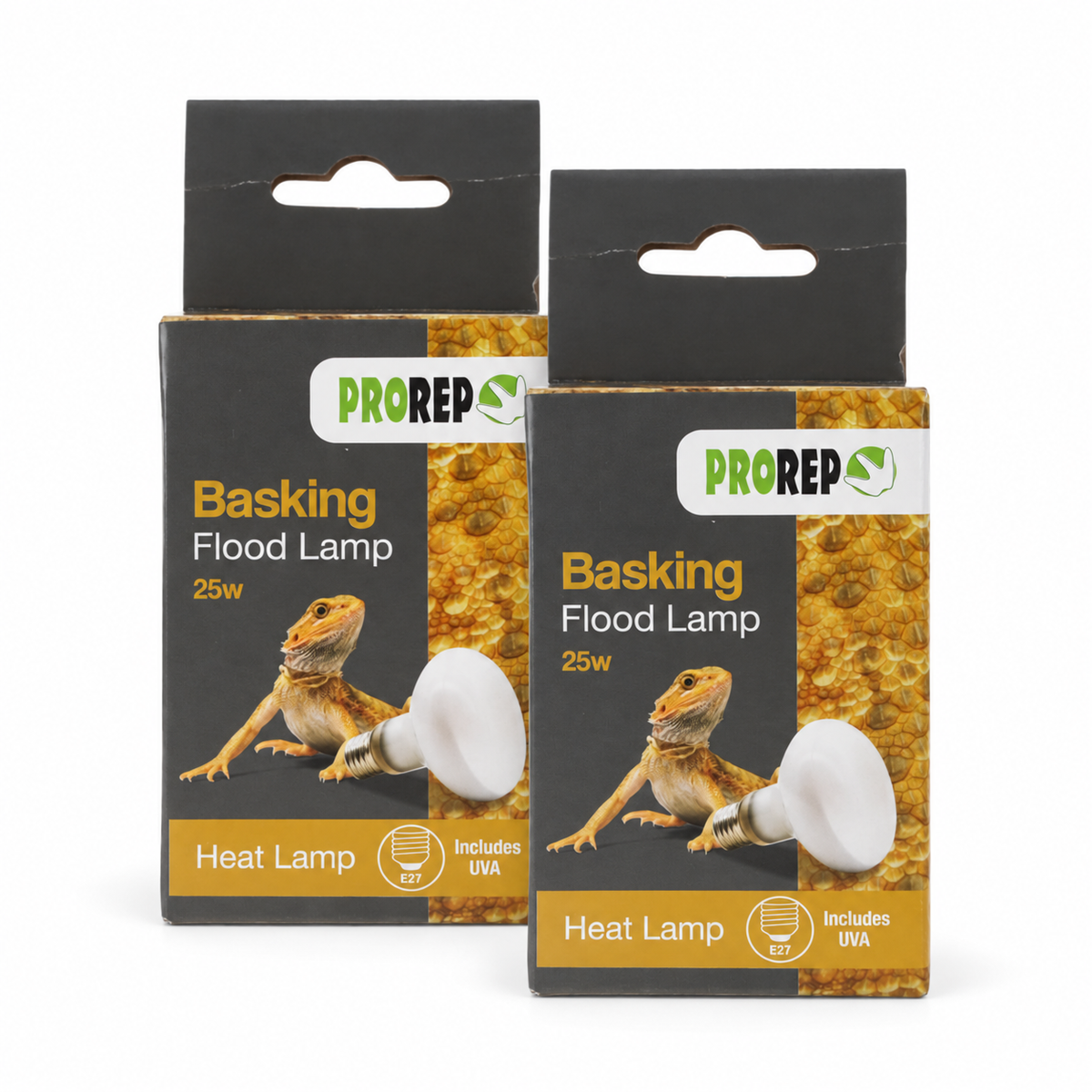 Two individually packaged ProRep Basking Flood Lamp 25W ES lamps – twin pack