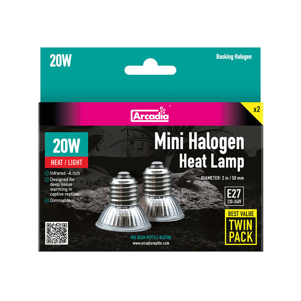 Arcadia Mini Halogen Heat Lamp 20W – Reptile Basking Bulb (E27)