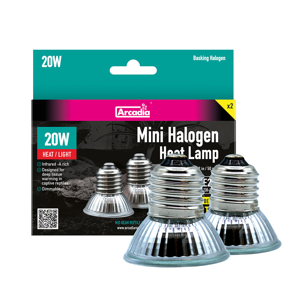 Arcadia Mini Halogen Heat Lamp 20W – Reptile Basking Bulb (E27)