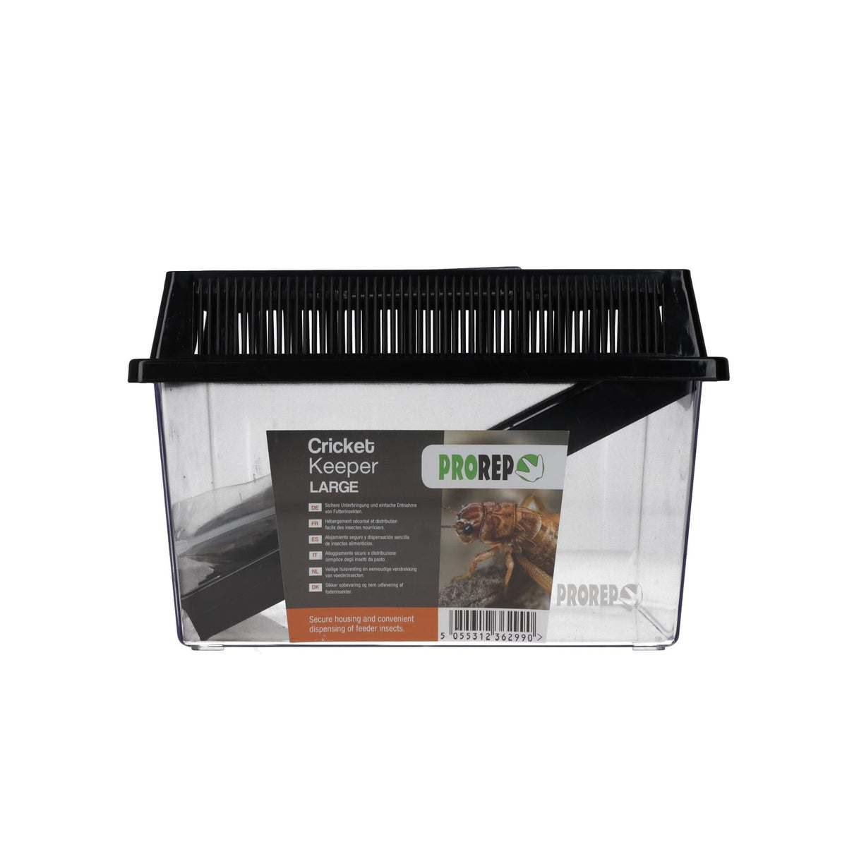 ProRep Cricket Keeper Large showing click-close covers over feeder tube openings