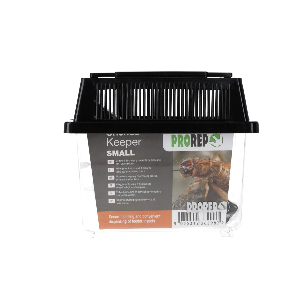 ProRep Cricket Keeper Small with ventilated lid, two feeder tubes and dishes