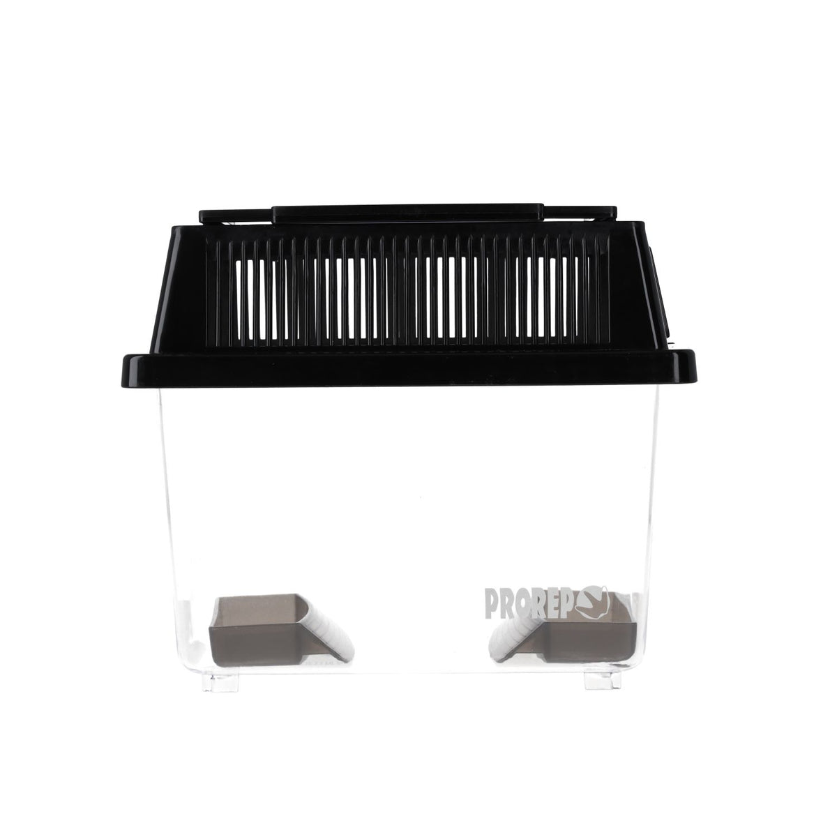 ProRep Cricket Keeper Small showing two removable feeder tubes and two dishes