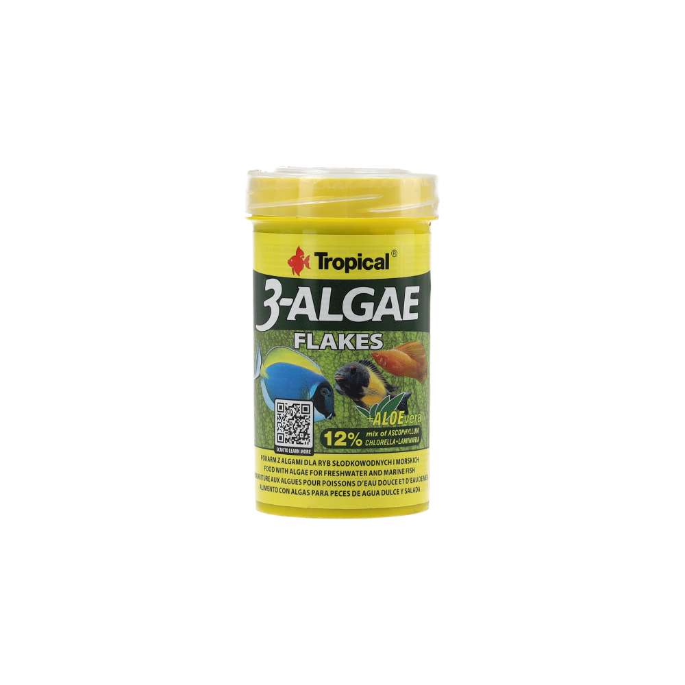 Tropical 3-Algae Flakes fish food packaging