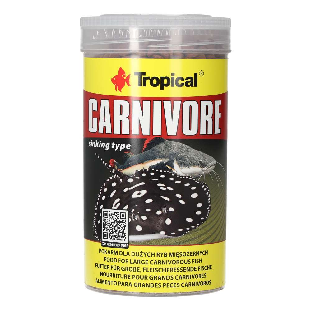 Tropical Carnivore fish food packaging