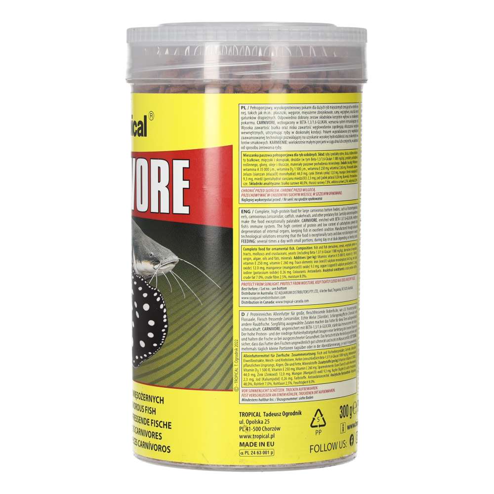 Tropical Carnivore fish food product information