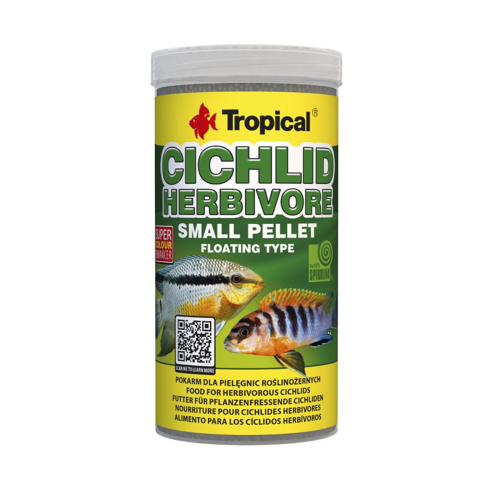 Tropical Cichlid Herbivore Small Pellet packaging