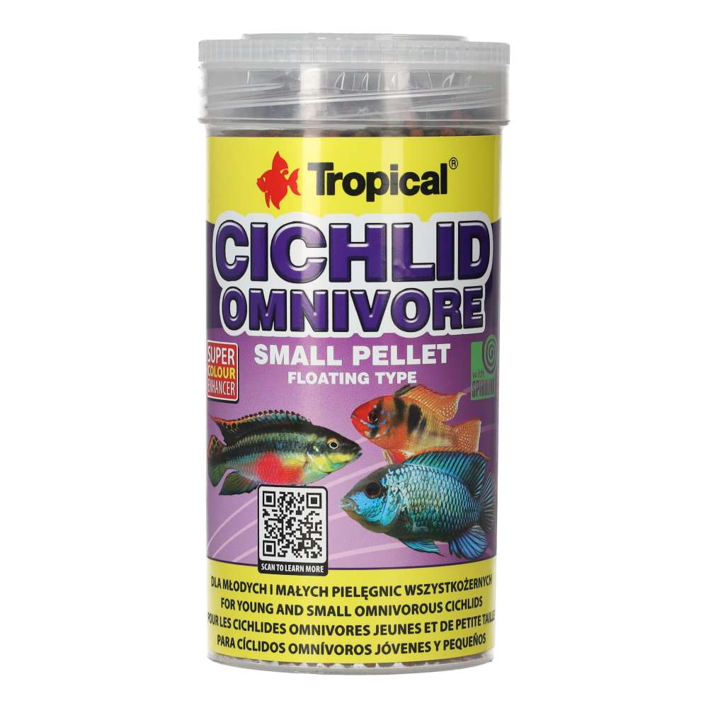 Tropical Cichlid Omnivore Small Pellet packaging