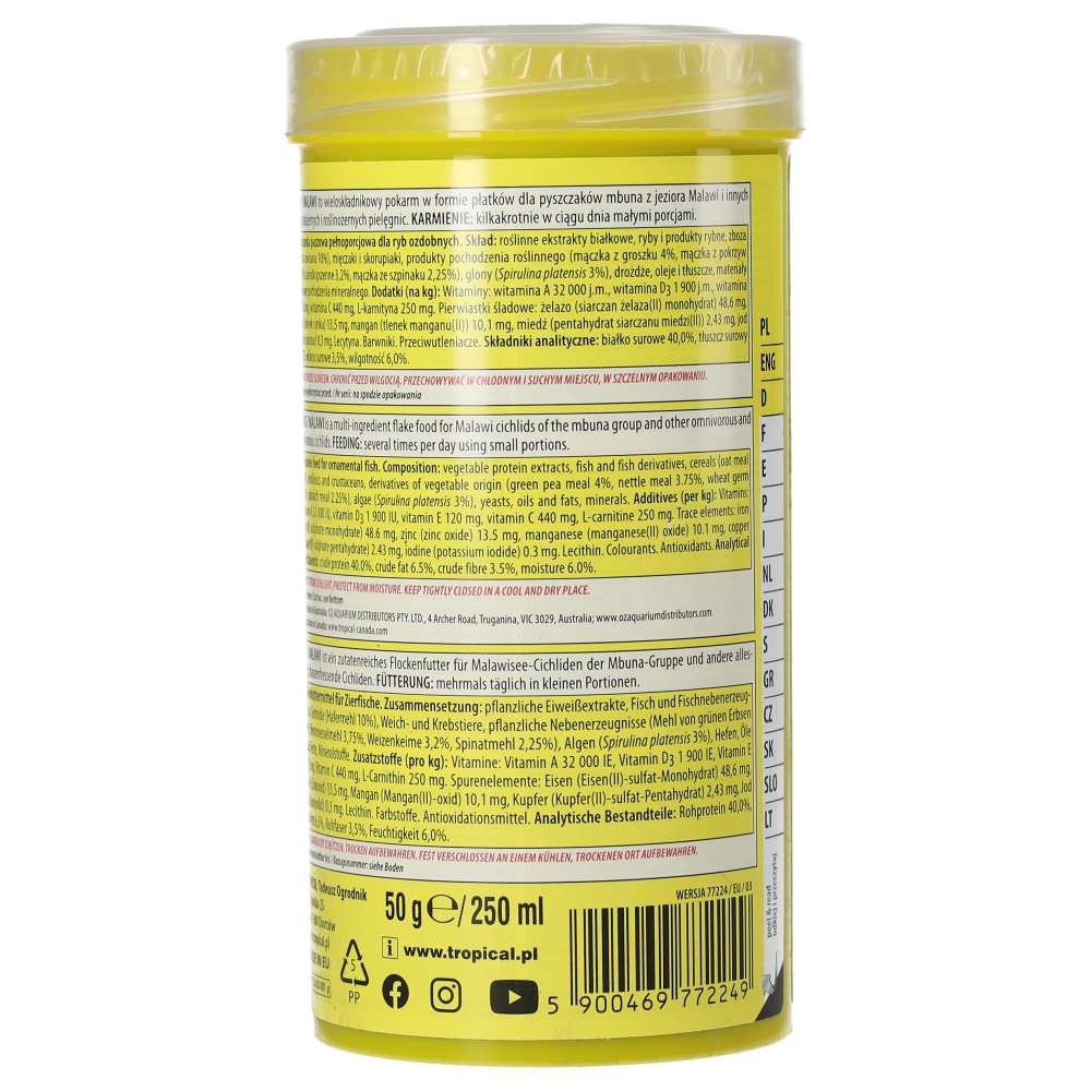 Tropical Malawi 50g feeding information